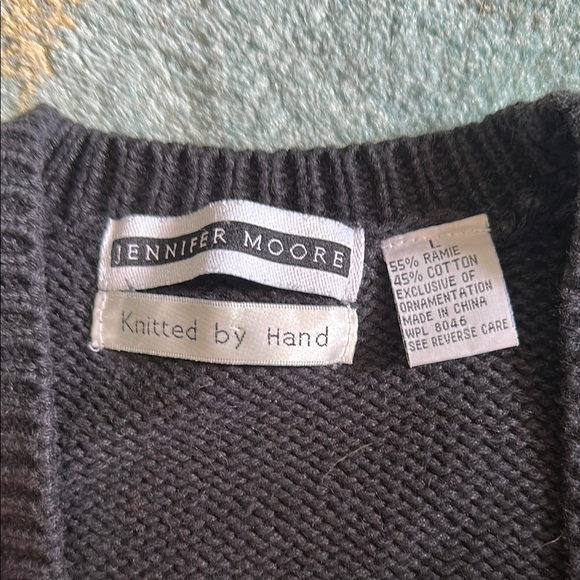 Jennifer Moore Black Festive Cardigan with Red and Green Accents - Picture 2 of 4